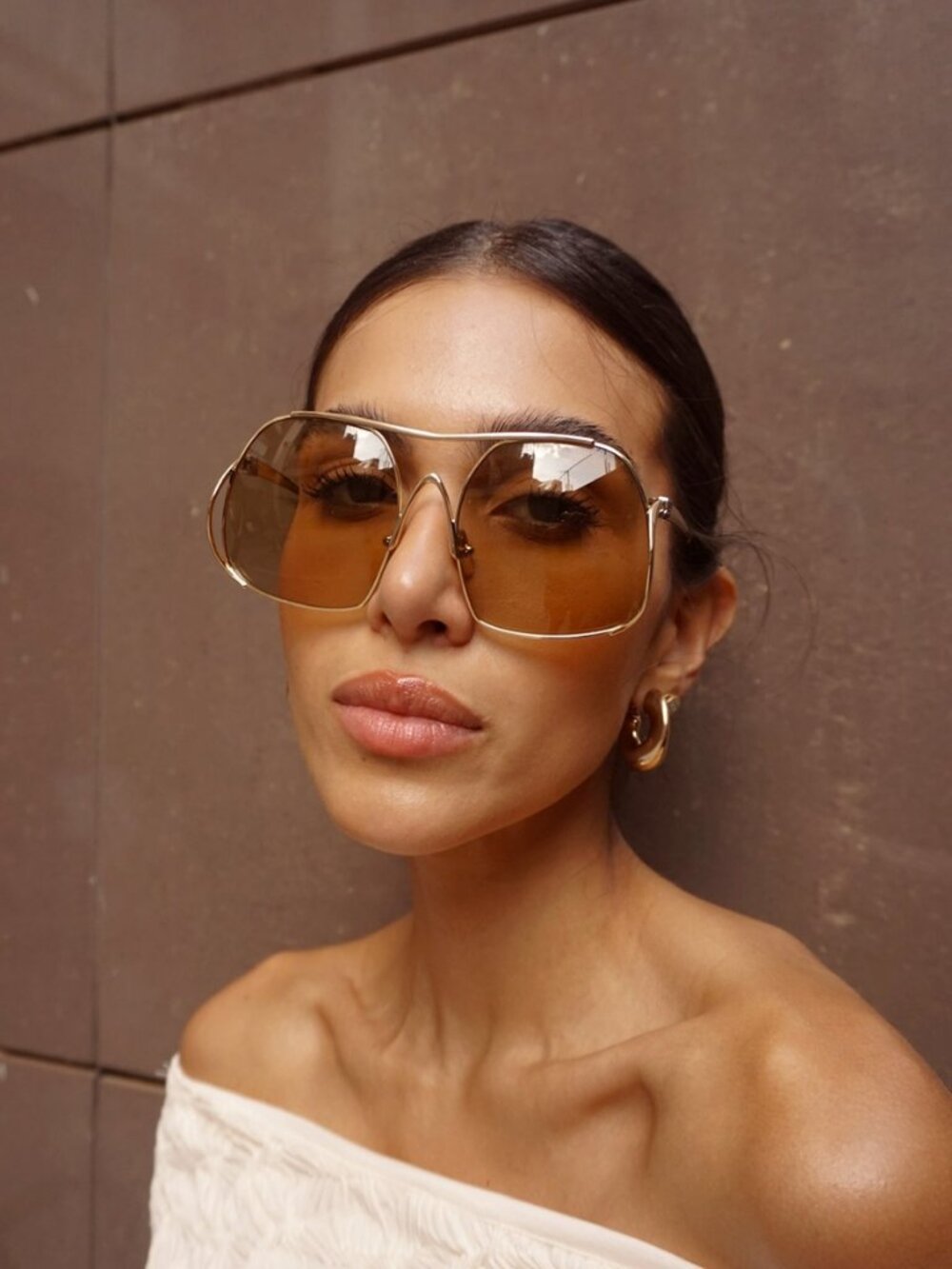 Miu Miu Women Sunglasses Gold Yellow Pilot MUA55S 5AK10R NEW AUTHENTIC